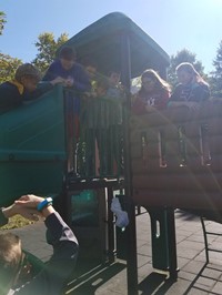 Students on playground equipment (PBIS Celebration/DNR Day! Fall 2017)