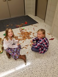 Students playing with Lincoln Logs (2nd Grade Pioneer Day - Fall 2017)