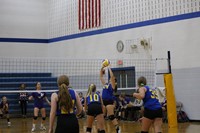 Volleyball player setting the volleyball