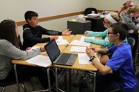 A group of students working together