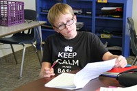 A boy working on an assignment