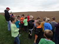 GHV First grade students visiting farm and standing near field to be harvested