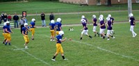 A group of football players getting ready to line up in formation