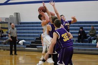 Basketball player going up for a shot