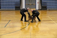 The K-9 and his handler doing a bite demonstration