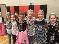 Elementary students dressed in 50's clothing